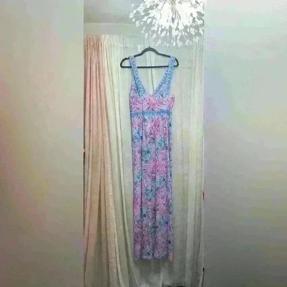 NWT Lilly Pulitzer Sz 10 Serena V-Neck Maxi Item# 10 - Picture 5 of 9